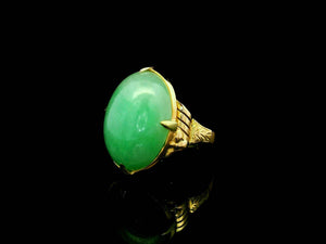 ANTIQUE ART DECO JADE RING 14CT GOLD