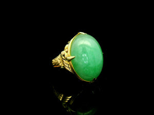 ANTIQUE ART DECO JADE RING 14CT GOLD