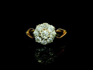 ANTIQUE .70ct DIAMOND DAISY RING 18CT GOLD & PLATINUM