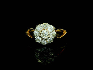 ANTIQUE .70ct DIAMOND DAISY RING 18CT GOLD & PLATINUM
