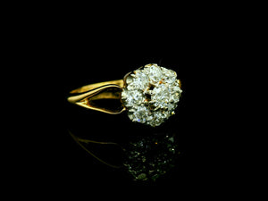 ANTIQUE .70ct DIAMOND DAISY RING 18CT GOLD & PLATINUM