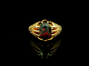 ANTIQUE GARNET RING 9CT GOLD, BIRMINGHAM 1909