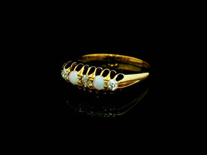 EDWARDIAN OPAL & DIAMOND RING 18CT GOLD