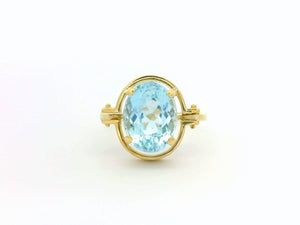 MID-CENTURY 4.1ct AQUAMARINE RING 18ct GOLD