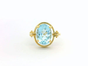 MID-CENTURY 4.1ct AQUAMARINE RING 18ct GOLD