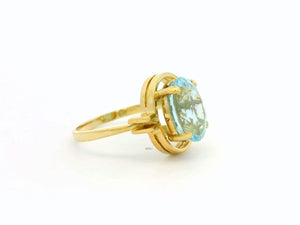MID-CENTURY 4.1ct AQUAMARINE RING 18ct GOLD