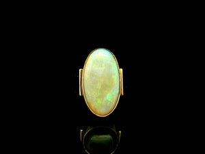 VINTAGE MID CENTURY SOLID OPAL RING 9ct GOLD