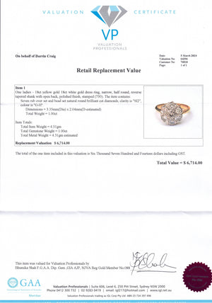 LATE DECO c1930 1ct DIAMOND DAISY CLUSTER RING 18ct GOLD