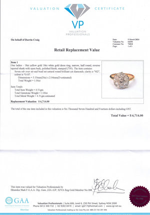 LATE DECO c1930 1ct DIAMOND DAISY CLUSTER RING 18ct GOLD