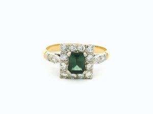 ANTIQUE ART DECO PARTI SAPPHIRE & DIAMOND RING 18ct GOLD