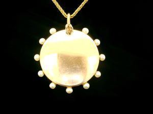ANTIQUE GEORGIAN ENAMEL DIAMOND & SEED PEARL PENDANT 18ct GOLD