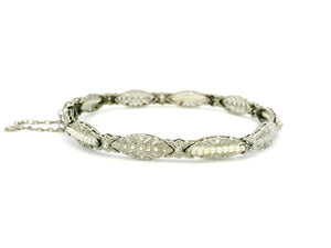 ART DECO DIAMOND & PEARL BRACELET 9ct GOLD