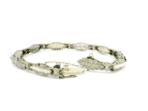 ART DECO DIAMOND & PEARL BRACELET 9ct GOLD