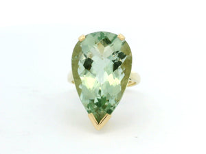 RETRO MID-CENTURY PRASIOLITE COCKTAIL RING 9ct GOLD
