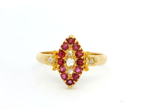 ANTIQUE EDWARDIAN 1901 RUBY & DIAMOND RING 18ct GOLD
