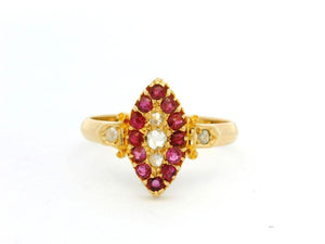 ANTIQUE EDWARDIAN 1901 RUBY & DIAMOND RING 18ct GOLD