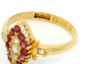 ANTIQUE EDWARDIAN 1901 RUBY & DIAMOND RING 18ct GOLD