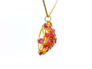 VINTAGE ESTATE RUBY ‘SPUTNIK’ PENDANT 18ct GOLD