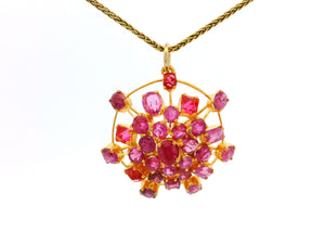 VINTAGE ESTATE RUBY ‘SPUTNIK’ PENDANT 18ct GOLD