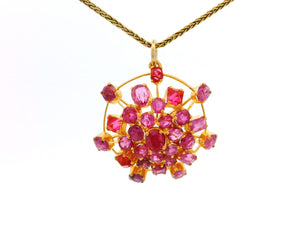 VINTAGE ESTATE RUBY ‘SPUTNIK’ PENDANT 18ct GOLD
