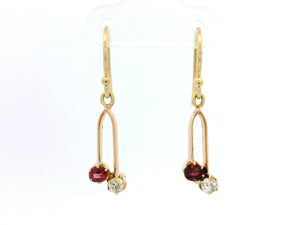 ANTIQUE VICTORIAN RUBY & DIAMOND EARRINGS 9ct GOLD