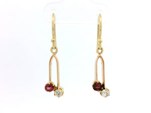 ANTIQUE VICTORIAN RUBY & DIAMOND EARRINGS 9ct GOLD