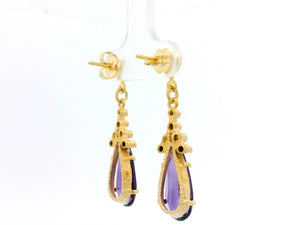 RETRO MID-CENTURY AMETHYST EARRINGS 14ct GOLD