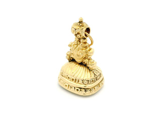ANTIQUE EDWARDIAN AGATE INTAGLIO FOB SEAL PENDANT 15ct GOLD