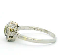ART DECO c1920 YELLOW SAPPHIRE & DIAMOND RING 18ct GOLD & PLATINUM