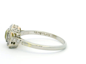ART DECO c1920 YELLOW SAPPHIRE & DIAMOND RING 18ct GOLD & PLATINUM