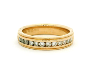 VINTAGE DIAMOND THREE QUARTER HOOP RING 14ct GOLD