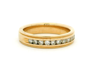 VINTAGE DIAMOND THREE QUARTER HOOP RING 14ct GOLD