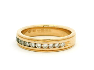 VINTAGE DIAMOND THREE QUARTER HOOP RING 14ct GOLD