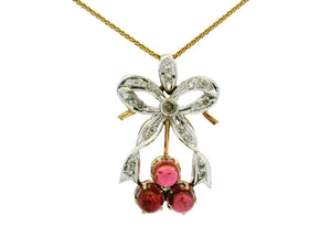 ANTIQUE VICTORIAN DIAMOND & TOURMALINE PENDANT 12ct GOLD & SILVER