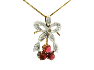 ANTIQUE VICTORIAN DIAMOND & TOURMALINE PENDANT 12ct GOLD & SILVER