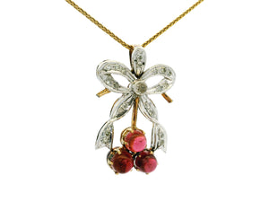 ANTIQUE VICTORIAN DIAMOND & TOURMALINE PENDANT 12ct GOLD & SILVER