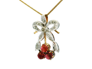 ANTIQUE VICTORIAN DIAMOND & TOURMALINE PENDANT 12ct GOLD & SILVER