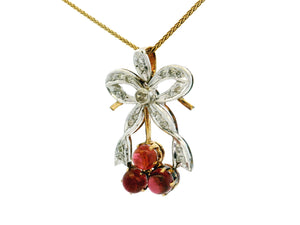 ANTIQUE VICTORIAN DIAMOND & TOURMALINE PENDANT 12ct GOLD & SILVER