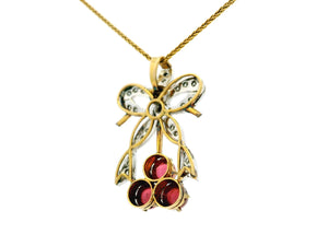 ANTIQUE VICTORIAN DIAMOND & TOURMALINE PENDANT 12ct GOLD & SILVER