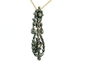 ANTIQUE GEORGIAN ROSE CUT DIAMOND PENDANT 12ct GOLD & SILVER