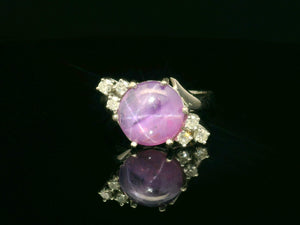 VINTAGE STAR SAPPHIRE & DIAMOND RING 18ct GOLD