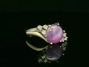 VINTAGE STAR SAPPHIRE & DIAMOND RING 18ct GOLD
