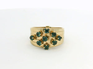 VINTAGE TEAL SAPPHIRE HAREM RING 14ct GOLD