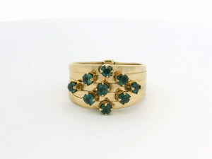 VINTAGE TEAL SAPPHIRE HAREM RING 14ct GOLD