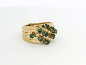 VINTAGE TEAL SAPPHIRE HAREM RING 14ct GOLD