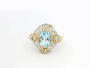 MODERN 2ct TOPAZ & DIAMOND COCKTAIL RING 9ct GOLD