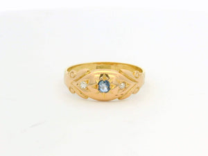 ANTIQUE EDWARDIAN SAPPHIRE & DIAMOND RING 18ct GOLD