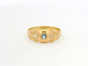 ANTIQUE EDWARDIAN SAPPHIRE & DIAMOND RING 18ct GOLD