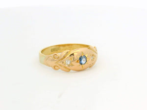 ANTIQUE EDWARDIAN SAPPHIRE & DIAMOND RING 18ct GOLD