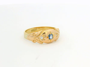 ANTIQUE EDWARDIAN SAPPHIRE & DIAMOND RING 18ct GOLD